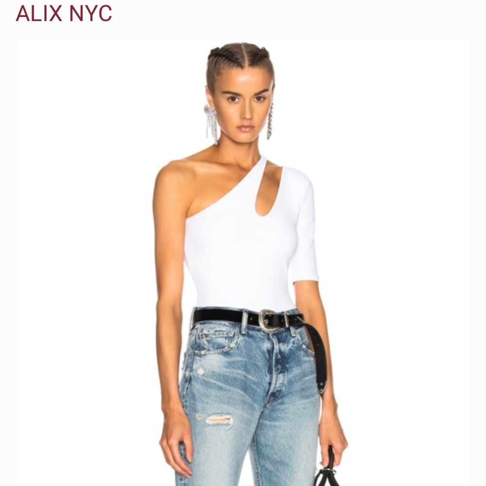 Alix NYC Broome White One Shoulder Bodysuit